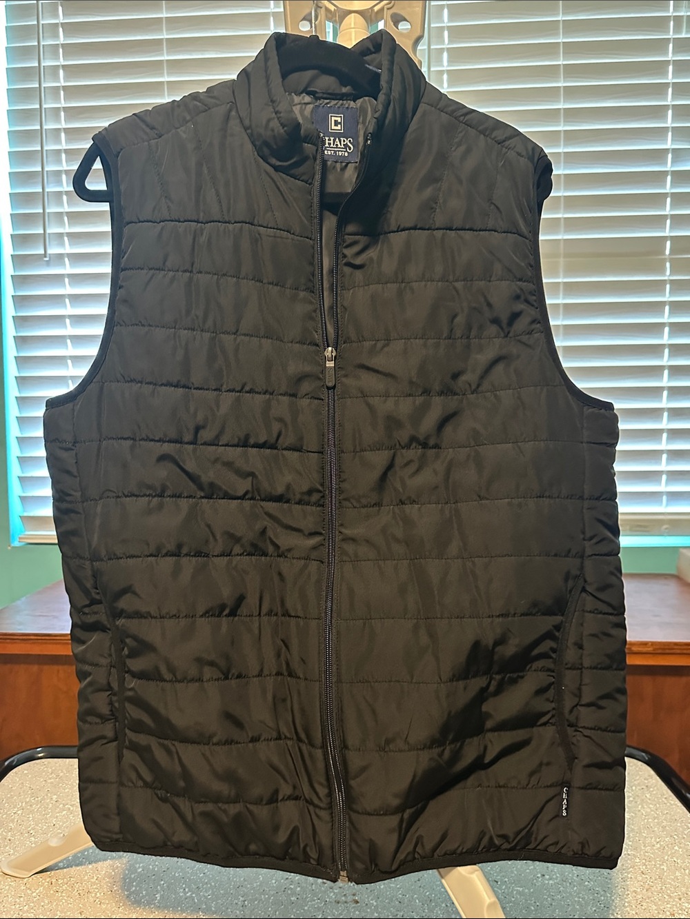 Chaps Black Quilted Puffer Vest